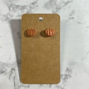 Handcrafted Little Orange Pumpkin Stud Earrings